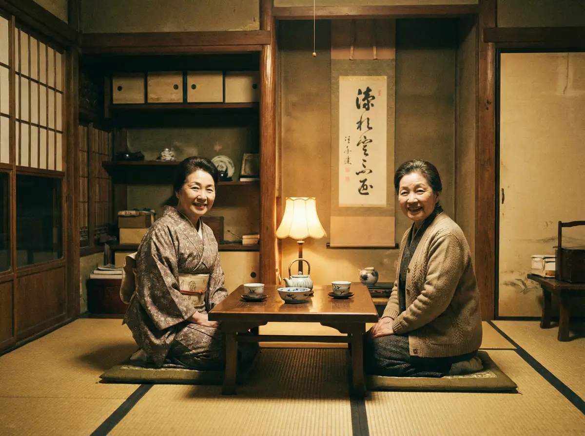 两位优雅的 里番在线|里番在线资源大全::最新更新里番在线大全 在日式茶室中品茶交谈